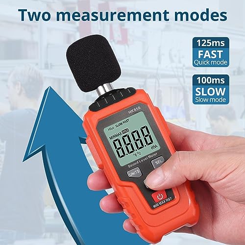ALLmeter Dezibel Messgerät 35-135dB(A) DB Messgerät Schallpegelmesser Digital Tragbar Schallpegelmessgerät mit LCD-Display Hintergrundbeleuchtung Max/Min/Data Hold für Zuhause Fabrik - 7