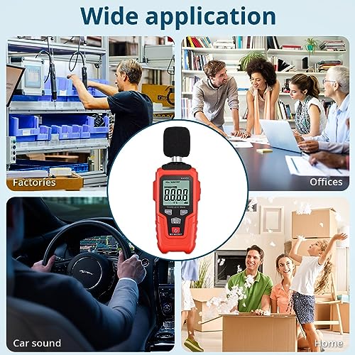 ALLmeter Dezibel Messgerät 35-135dB(A) DB Messgerät Schallpegelmesser Digital Tragbar Schallpegelmessgerät mit LCD-Display Hintergrundbeleuchtung Max/Min/Data Hold für Zuhause Fabrik - 8