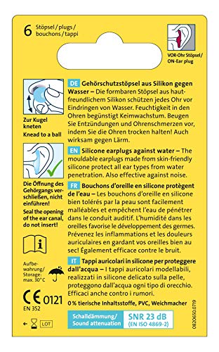 Ohropax Ohrstöpseln Silicon Aqua, 2er Pack (2 x 6 Stück) - 2